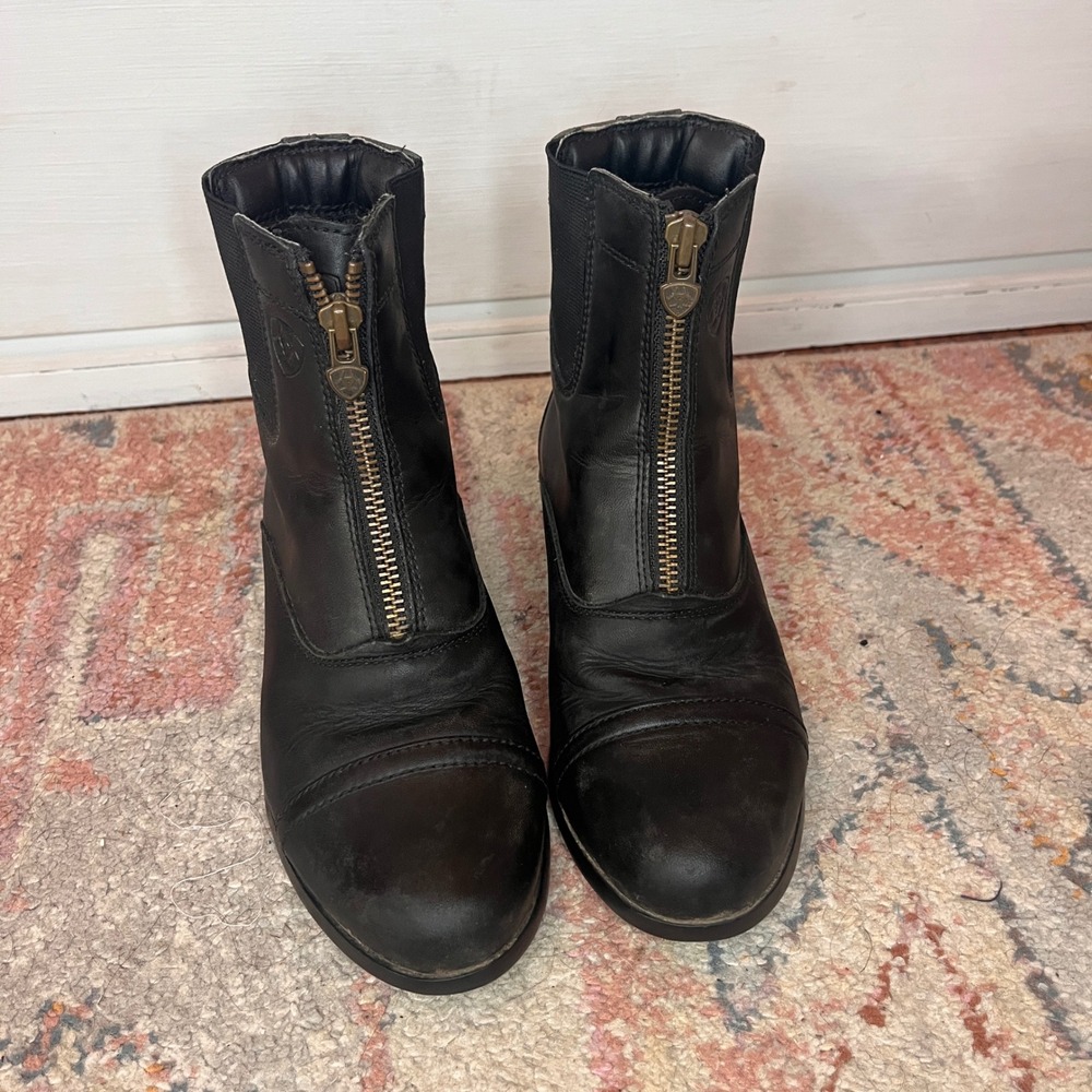 Ariat Heritage IV Black Leather Front Zip Paddock Boots Womens 6.5B 10015200 - Picture 2 of 8